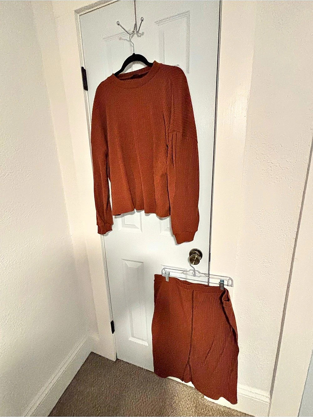 SHEIN Ribbed Two-Piece Set in Brown 3XL Like New